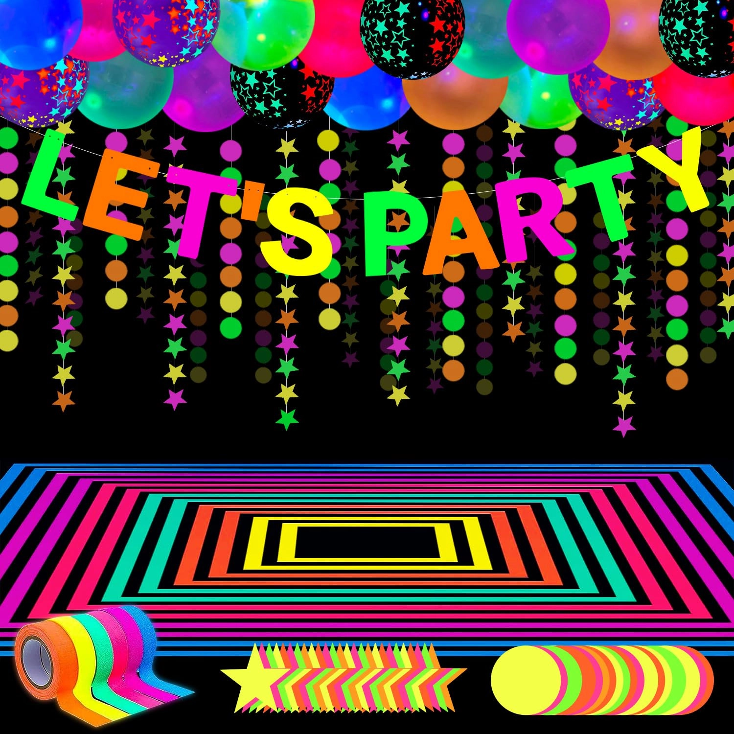 lkitmiut Neon Party Supplies - 52 Pack Birthday