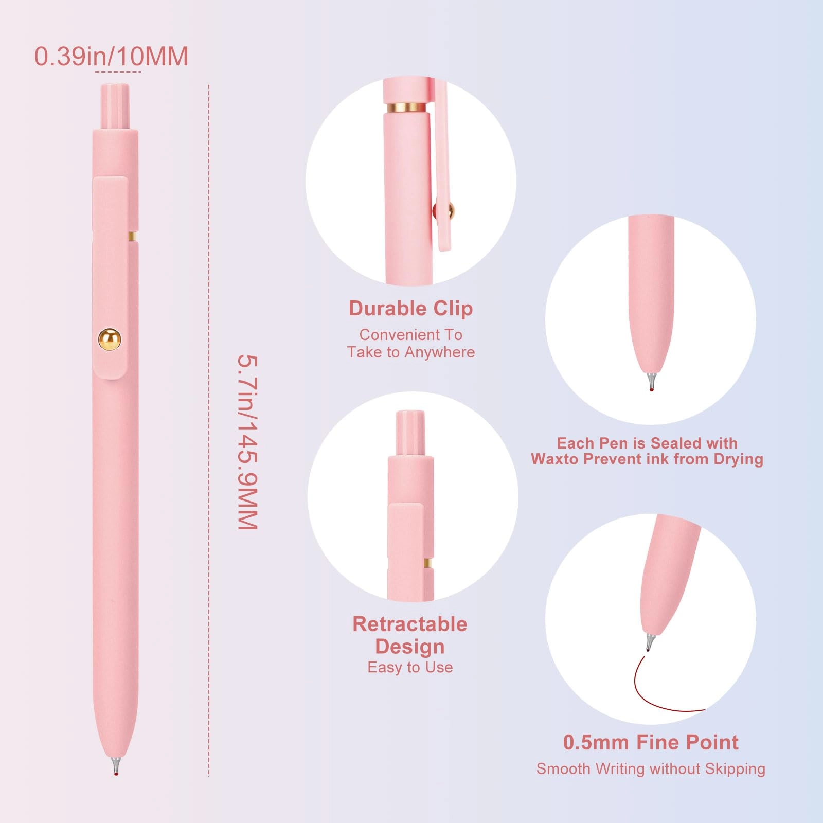 Gel Pens - 6 Pcs 0.5mm