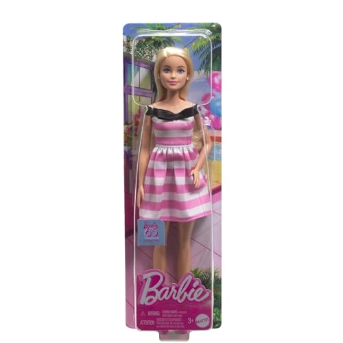 Barbie 65th Anniversary Doll - Pink and White Dress Ages 3+