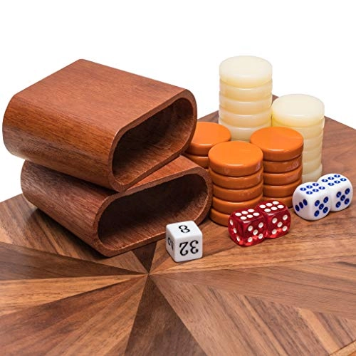 Wood Inlay Backgammon Game Set - Brown Acrylic