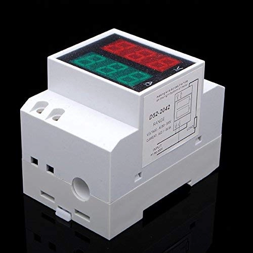 KAKK Din Rail AC LED Dual Display Volt Meter Ammeter - AC 80-300V AC 0.2-99.9A
