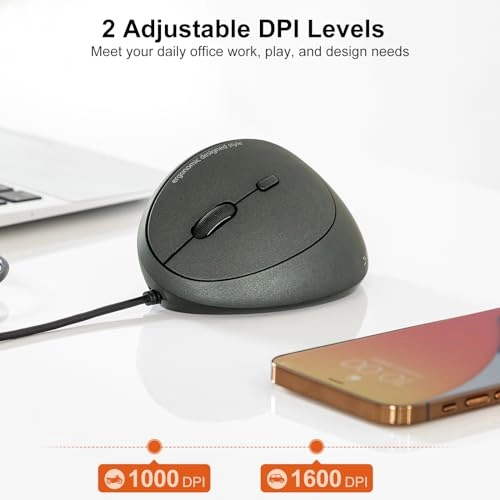 Left Handed Ergonomic Vertical Mouse - USB