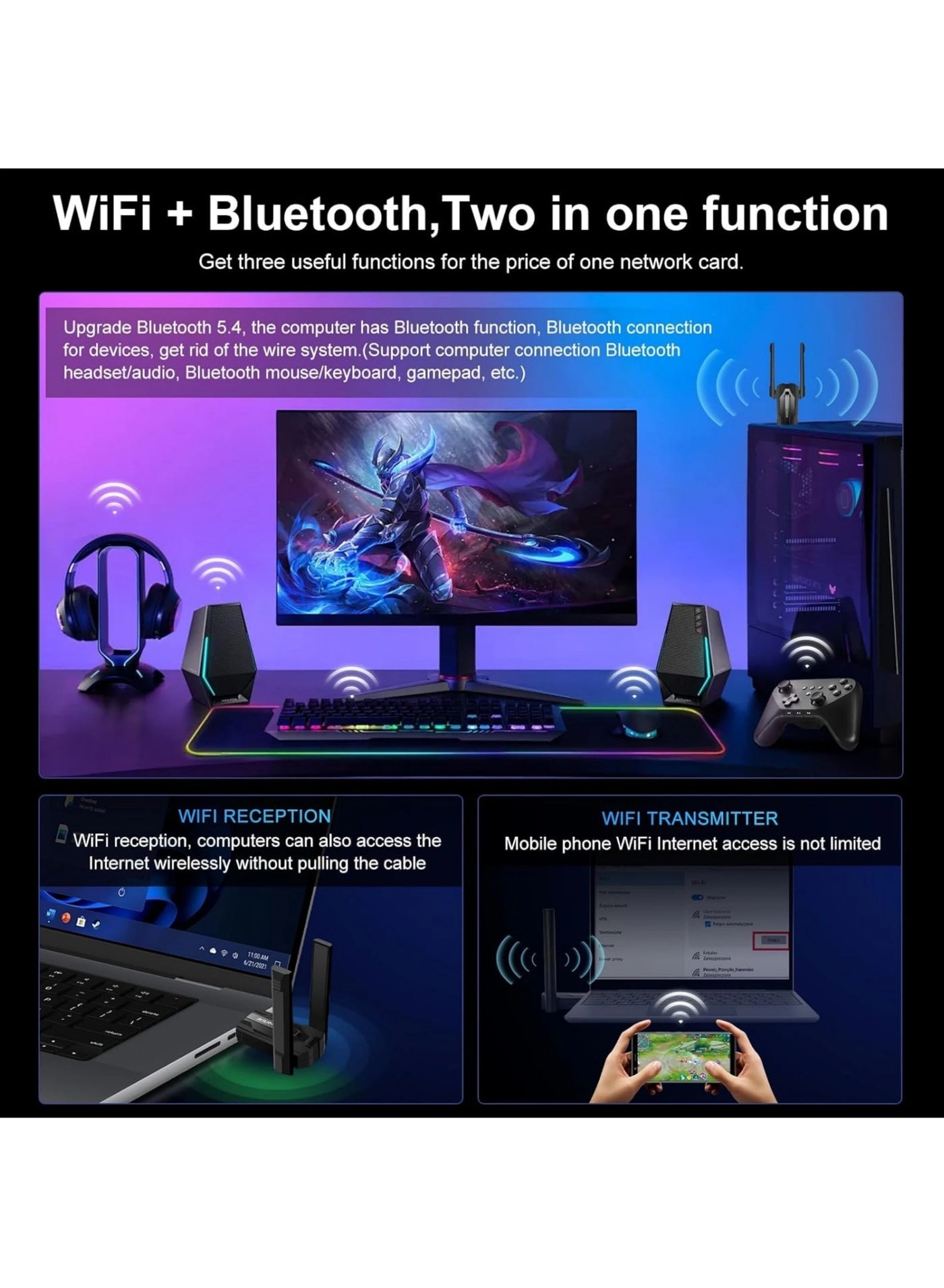 Adapter - Dual-Band USB WiFi Bluetooth