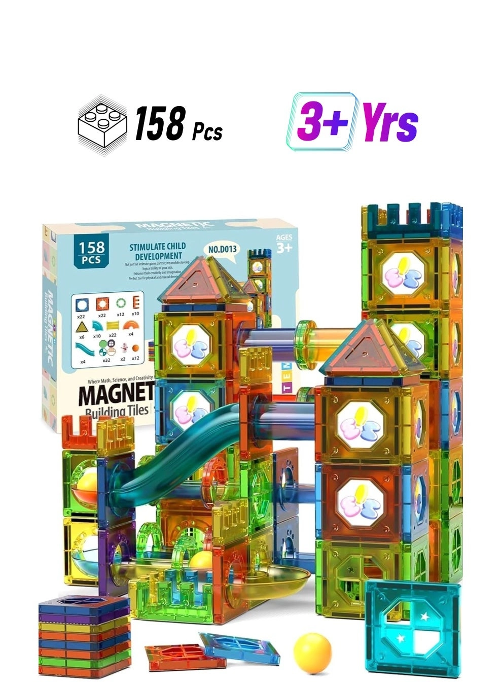 Magnetic Building Block Set - 158 pcs