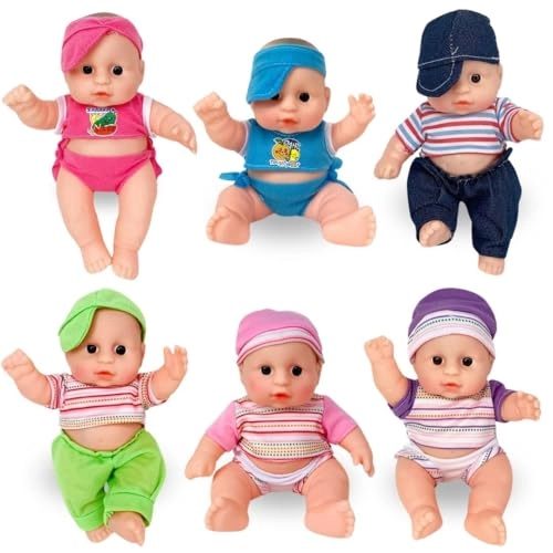 Baby Doll - Pack of 6 All Vinyl 8 Inches Tall Gift Bundle Ages 18+