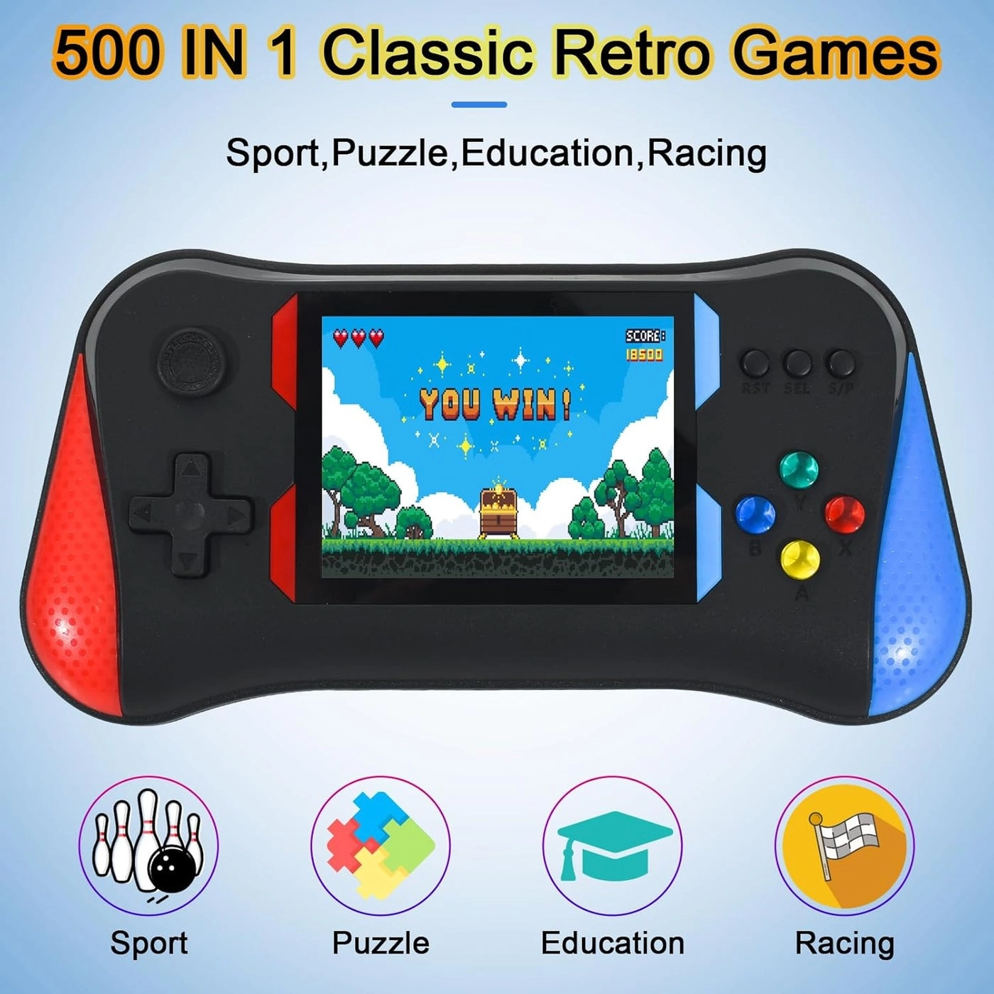 Mini Handheld Video Game Console - 500 Classic Built-in Games Rechargeable