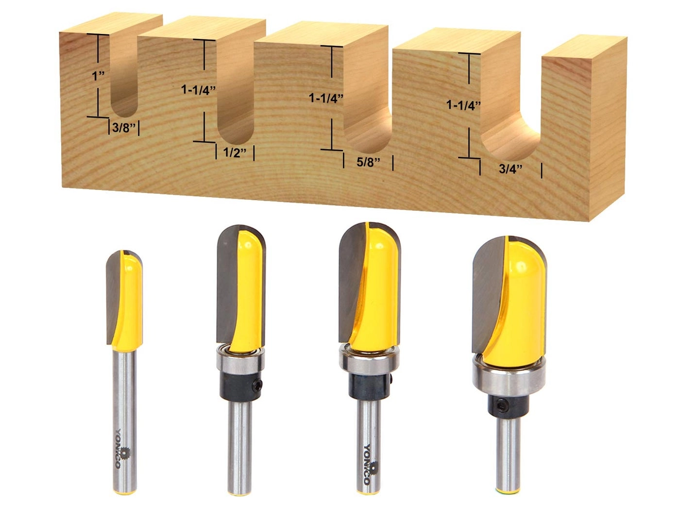 Router Bits Set - 1/4-Inch 4 Bit