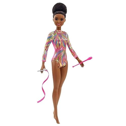 Barbie Rhythmic Gymnast Doll - 12 in Brunette Colorful Metallic Leotard Ages 3+