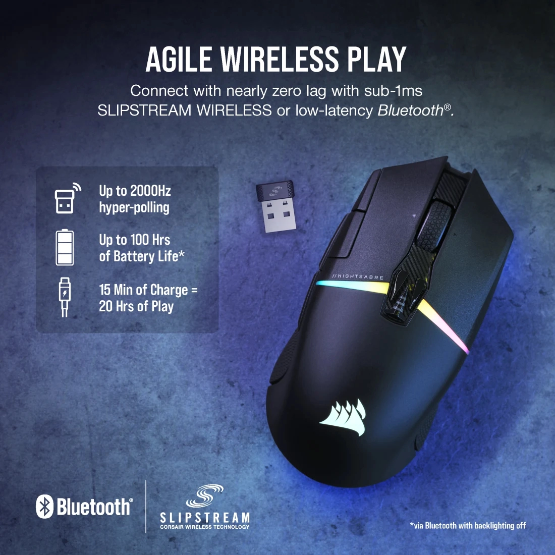 NIGHTSABRE Wireless Gaming Mouse - Bluetooth