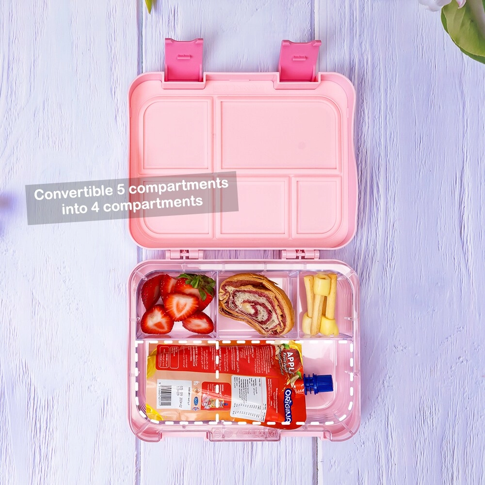 Bento Box - 5 & 4 Convertible Compartment + Insulated Lunch Bag - Insulated + Sandwich Cutter + Fruit Picks - 10 Animal Shaped