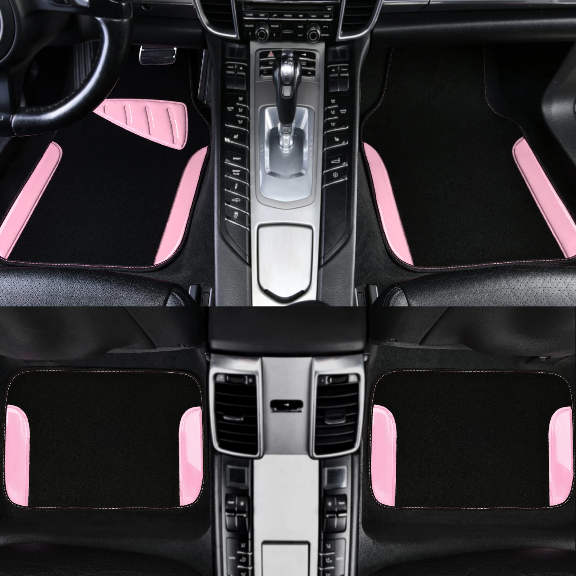 Jelly Waterproof Universal Fit Car Floor Mats - Pink Leather