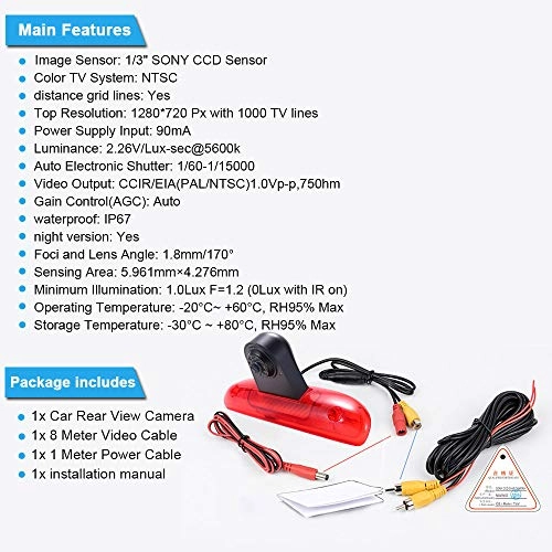 HD IP68 Rear View Camera - Night vision 1280x 720 pixels + 7'' Monitor