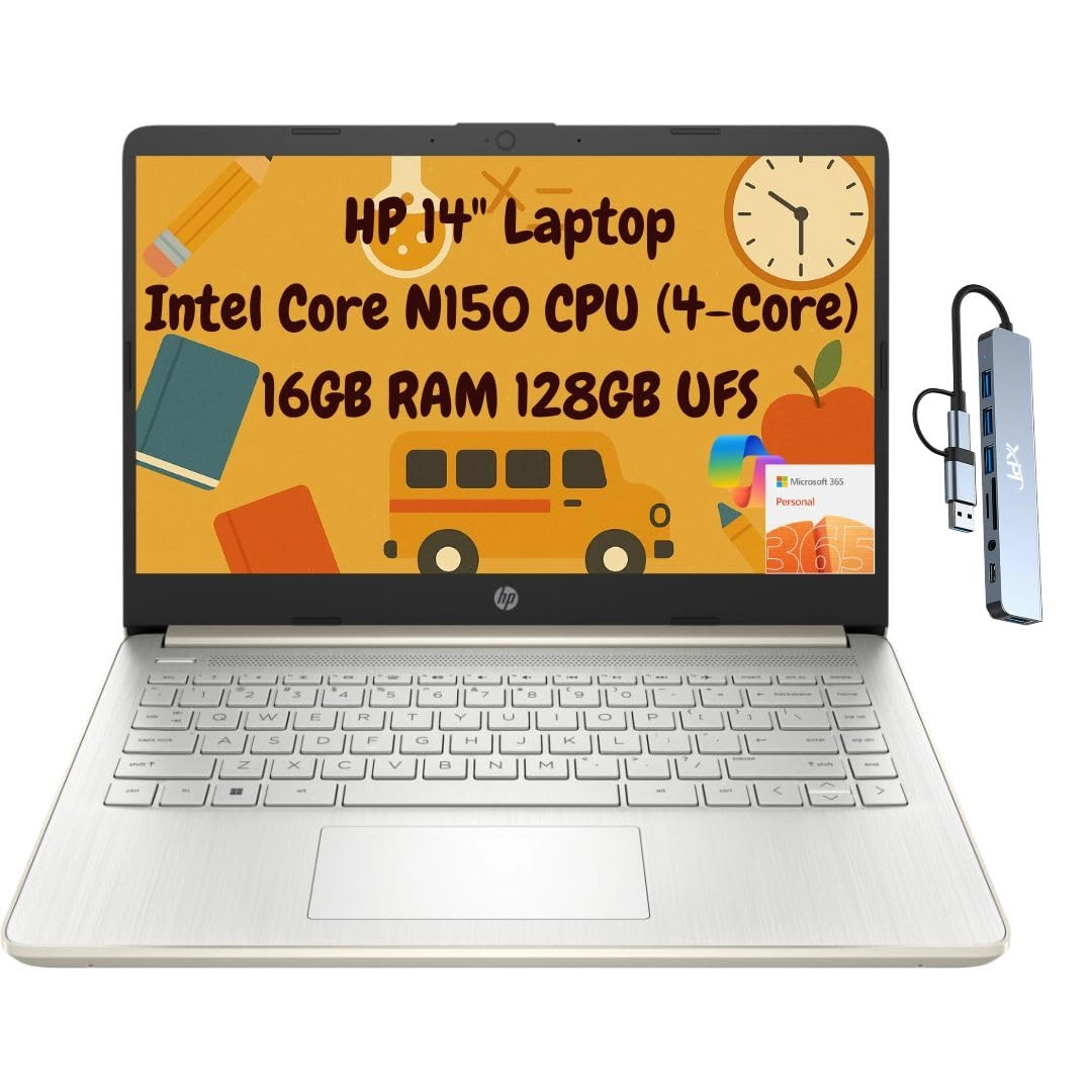 14 Laptop Computer Laptop 14-dq6011dx - 14'' N150 16GB DDR4 128GB UFS + 256GB MSD Card