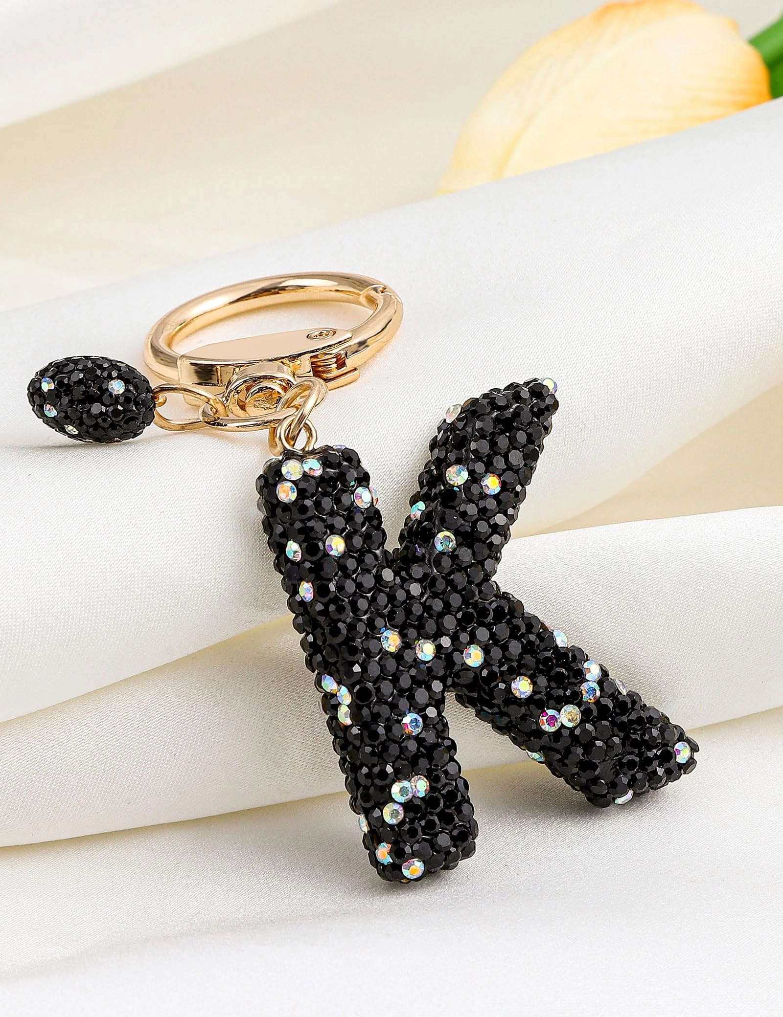 Initial Keychain - L Purple Rhinestone