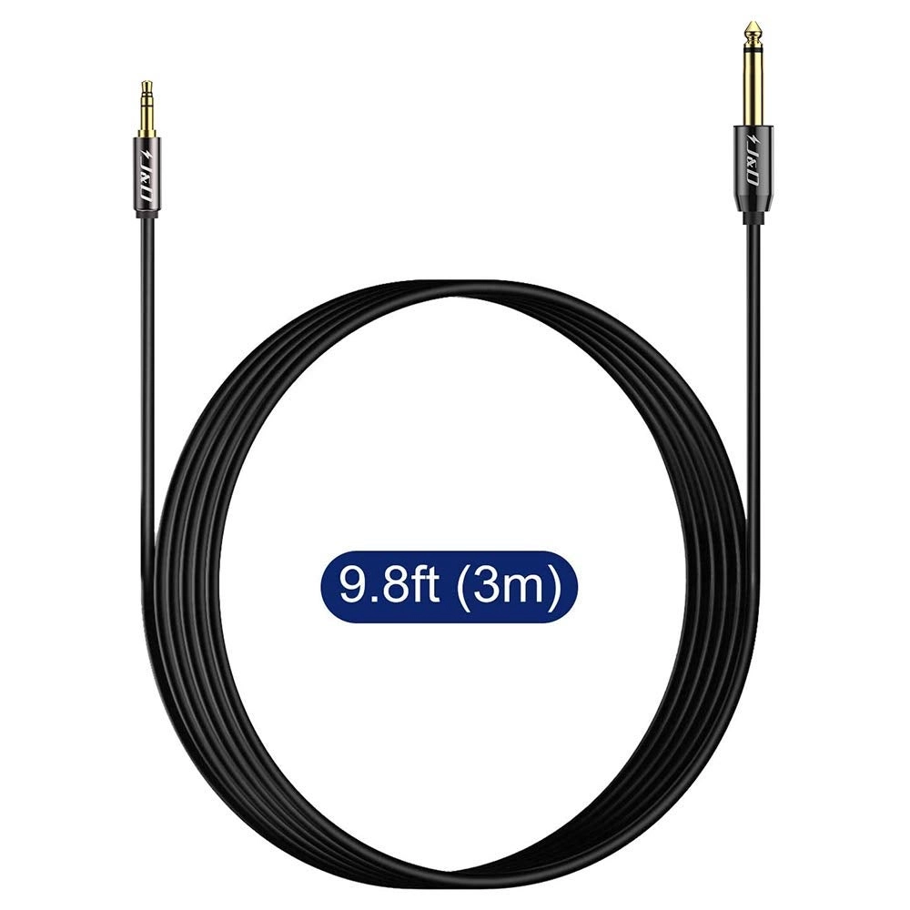 6.35mm (1/4 inch) TS to 3.5mm (1/8 inch) TRS Cable - 10 Feet