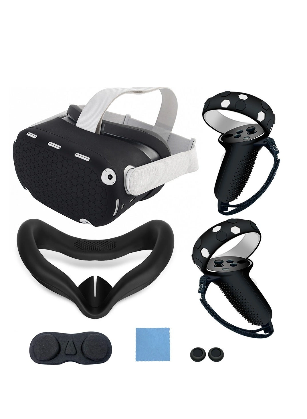 Generic Silicone Controller Grips + VR Shell Cover + Controller Stick Caps + Face Cover + Lens Cover + Wiping Cloth