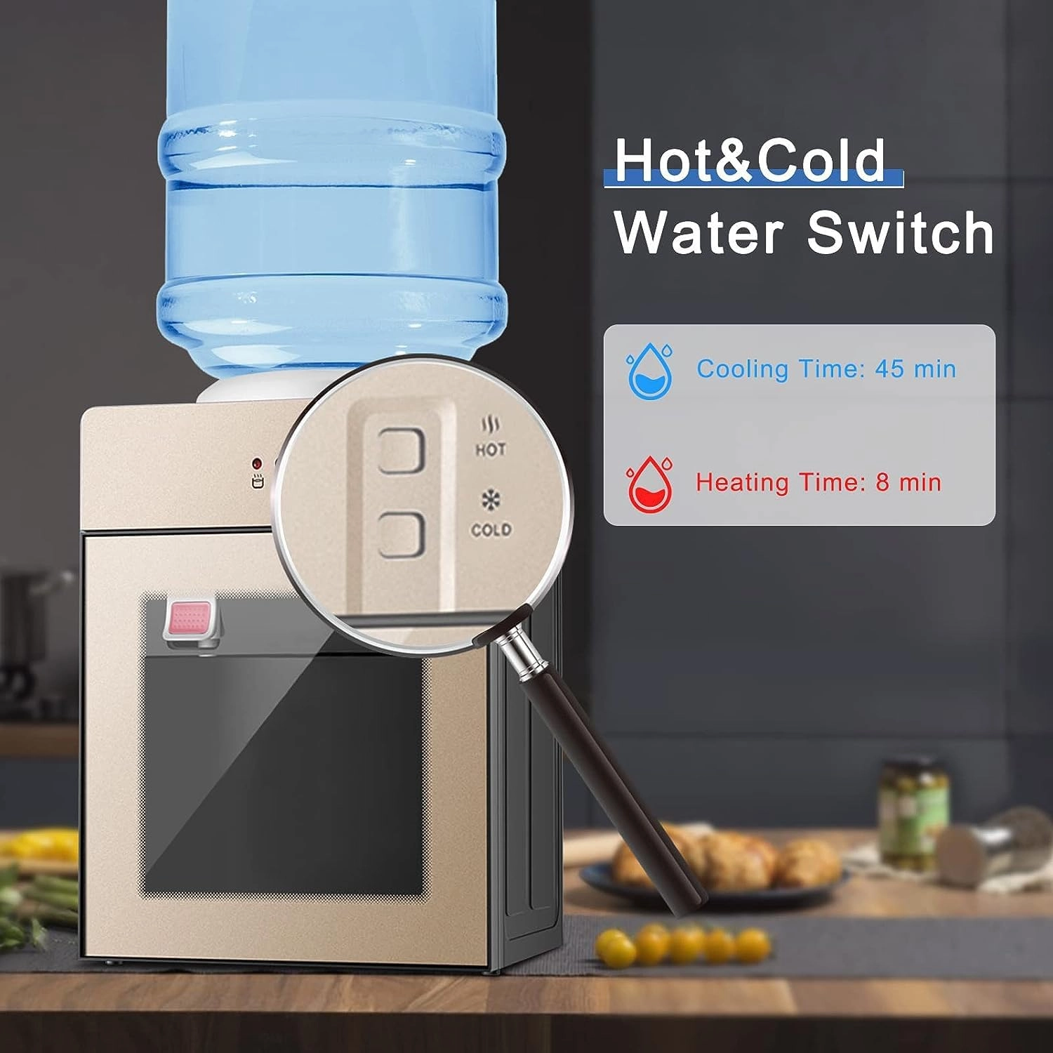 Top Loading Water Cooler Dispenser - 3 Temperature Settings 1 to 5 Gallon