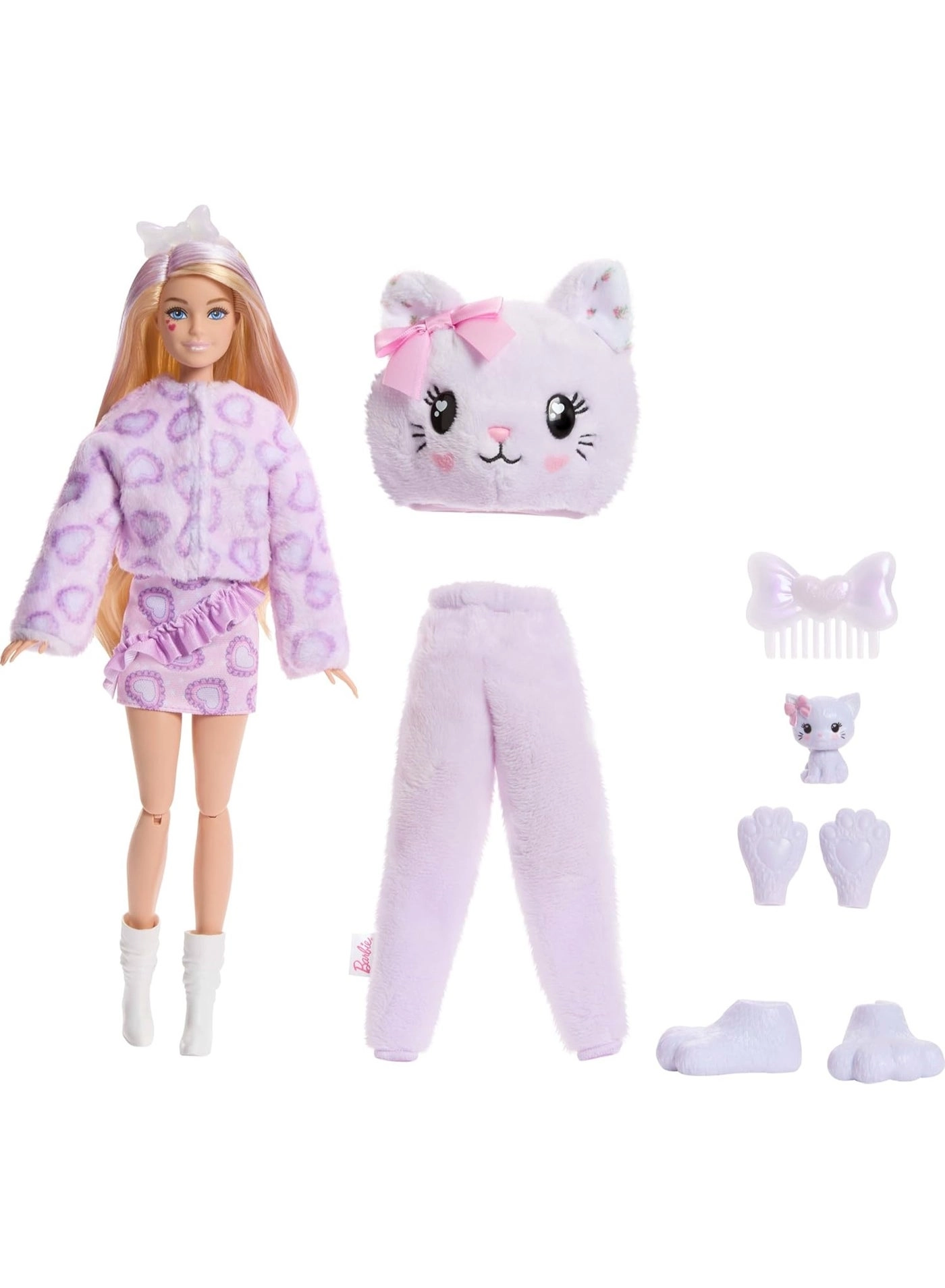 Barbie Cutie Reveal - JJP64 + Cuddly Series Kitten - 10 Surprises