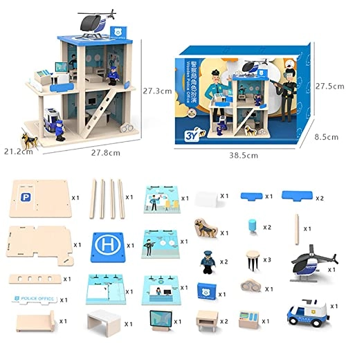 Pink Princess Wooden Dollhouse + Miniature Fire Station Wooden Dollhouse + Station Wooden Dollhouse