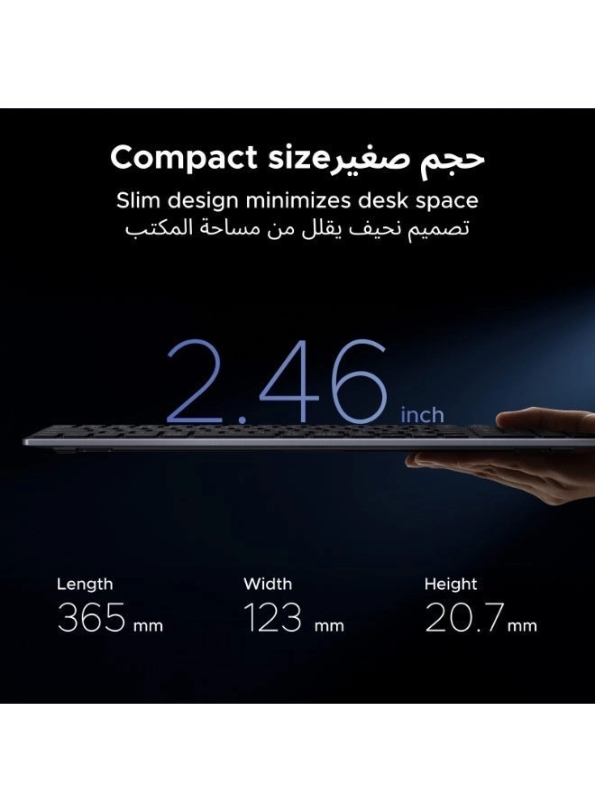 Slim Silent Wireless Keyboard for Mac/iPad/Windows/Android - English