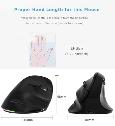 Vertical Ergonomic Optical Mouse - Bluetooth Wi-Fi