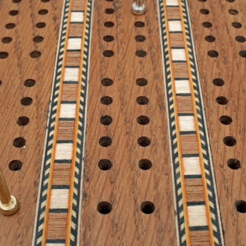 Cabinet Cribbage Set - Solid Oak 3 Track Metal Pegs