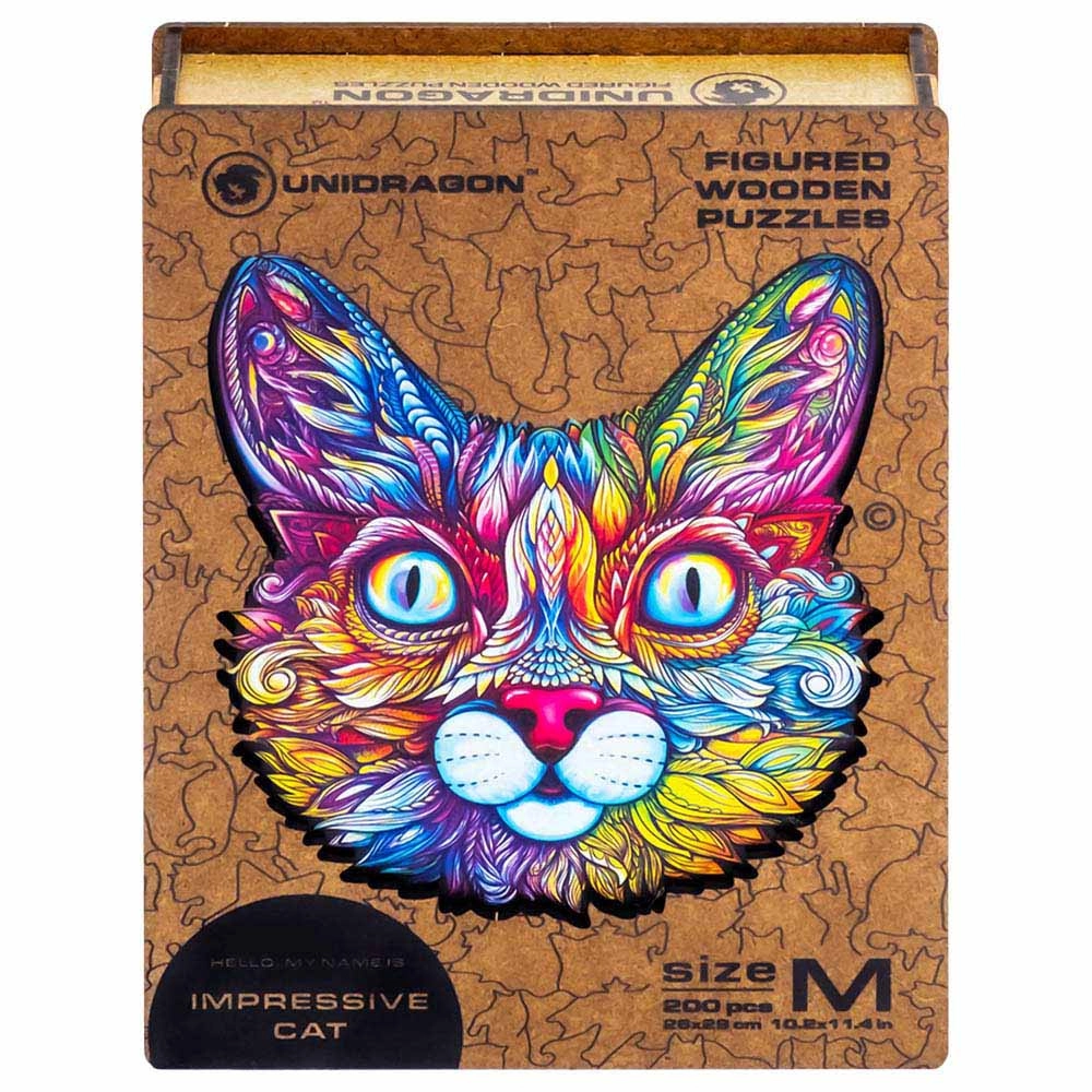 Unidragon Impressive Cat Wooden Puzzle (4107390-CAT_M) - 200 pcs