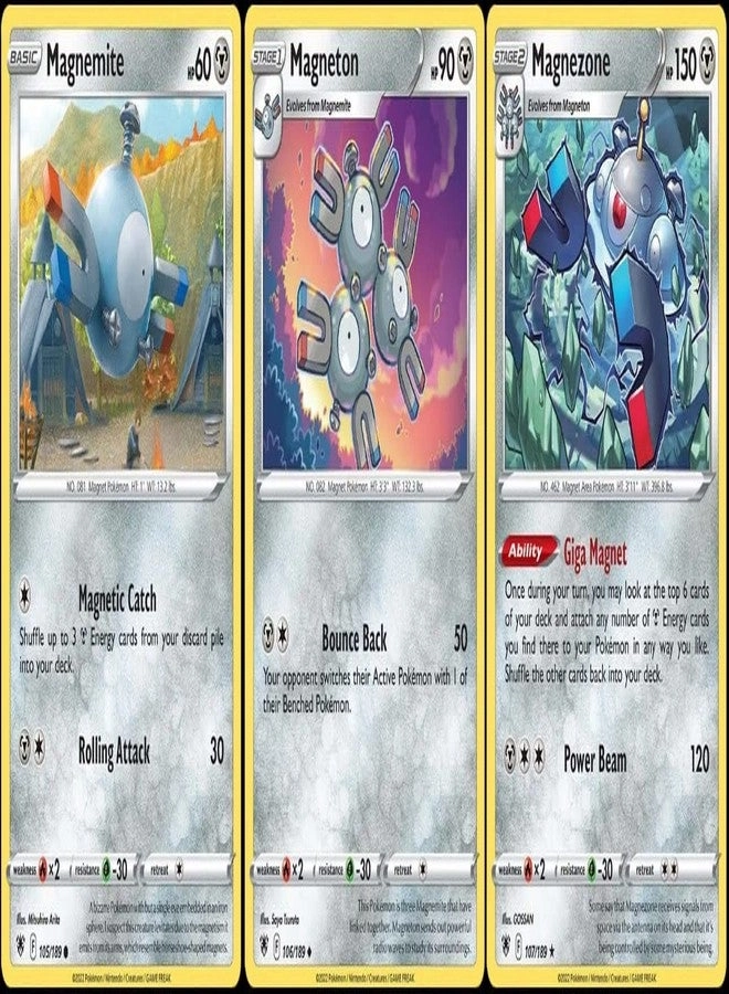 Pokémon Magnezone 107/189 + Magneton + Magnemite