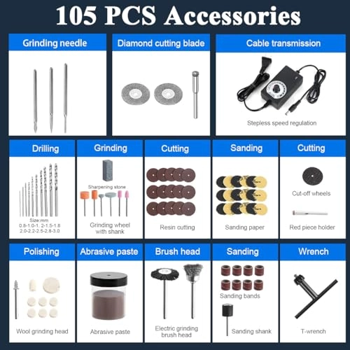Mini Electric Drill - Corded Electric 105 attachments