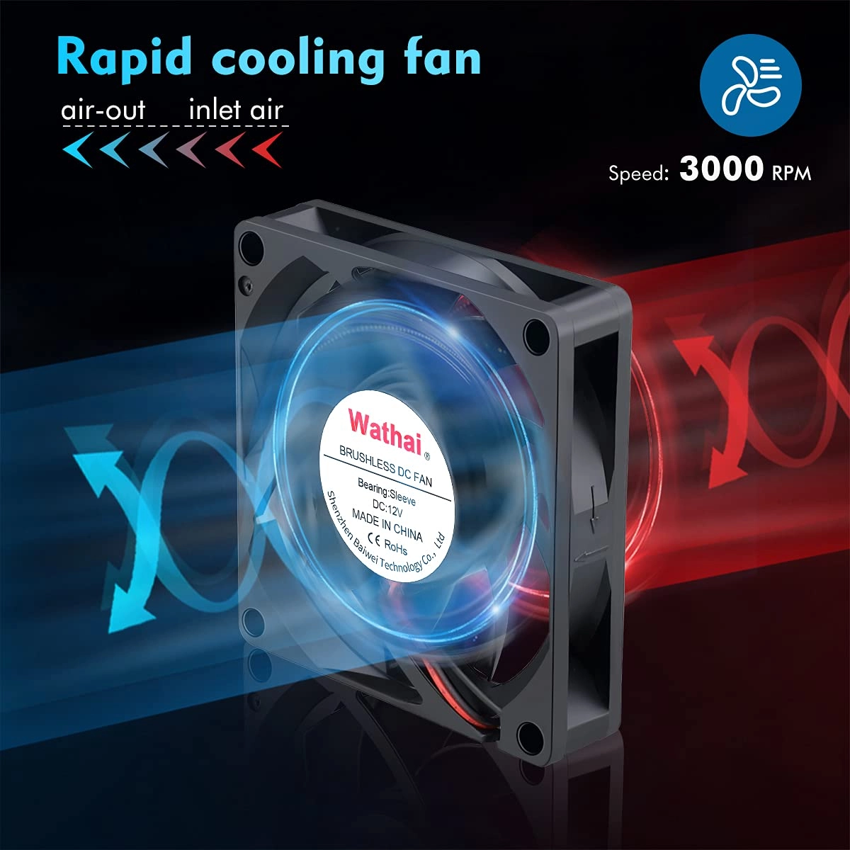 DC 12V Cooler Case Fan - 70mm x 70mm x 15mm 2Pack