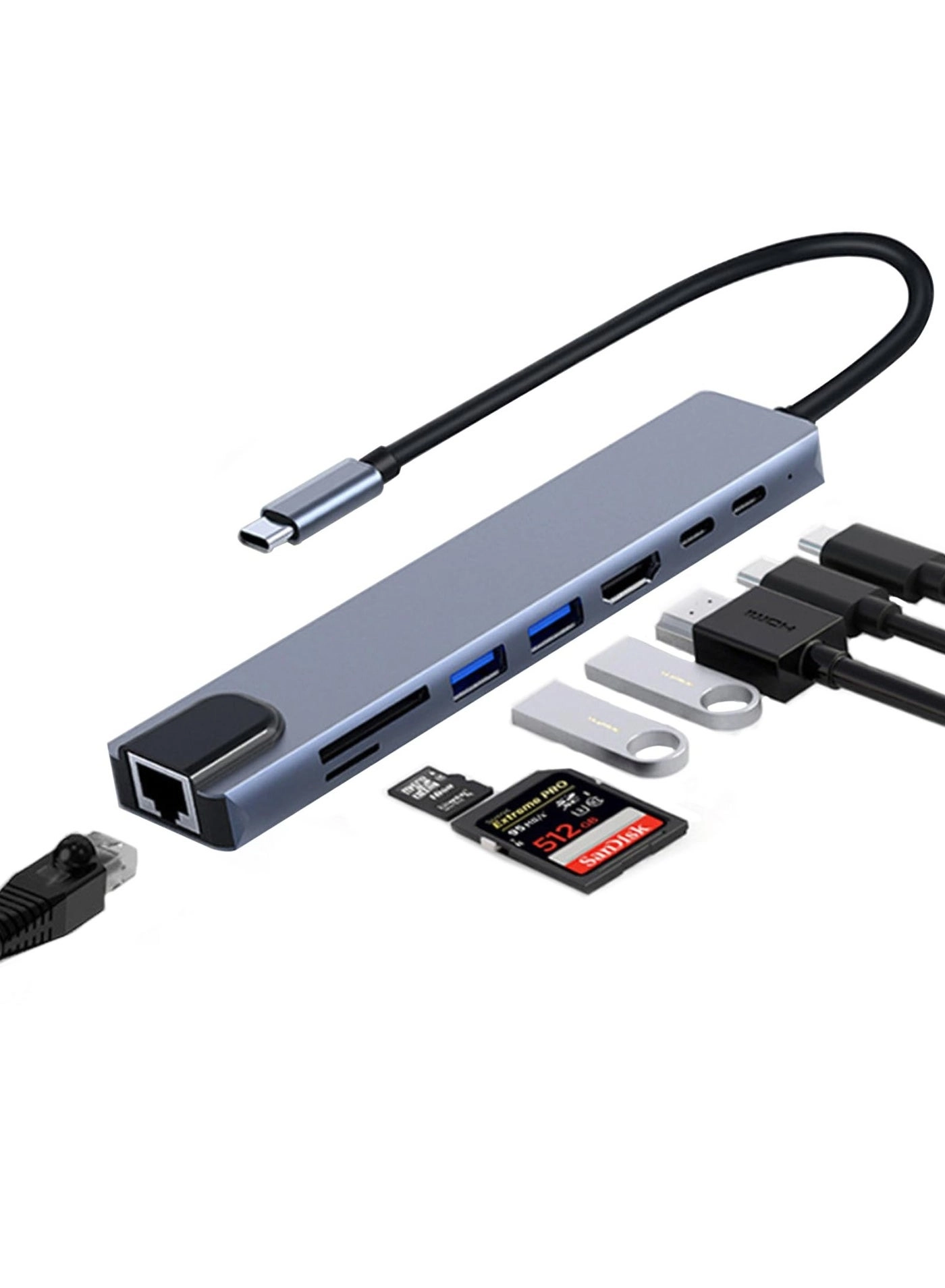 Green Tiger USB C Hub - Type C Compatible with Mac Book Pro XPS and More Type C Devices