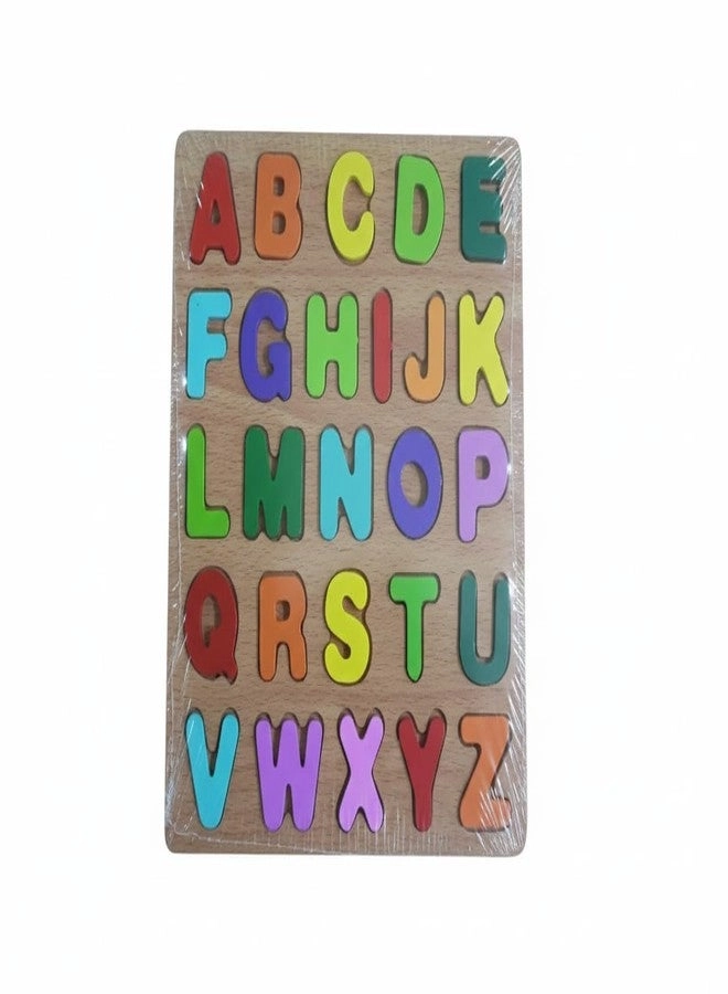 eToymart Wooden Alphabet, Numbers & Shapes Puzzle Set - Age 2-6 Years