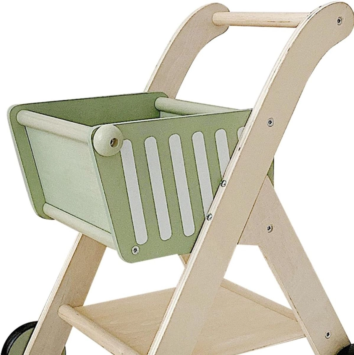 Wooden Shopping Cart Pretend Play Baby Walker - Green 3+