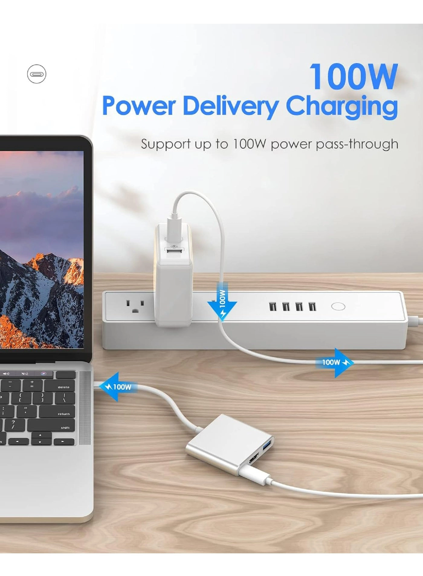 USB C Hub - 100W Power Delivery USB 3.0 4K HDMI