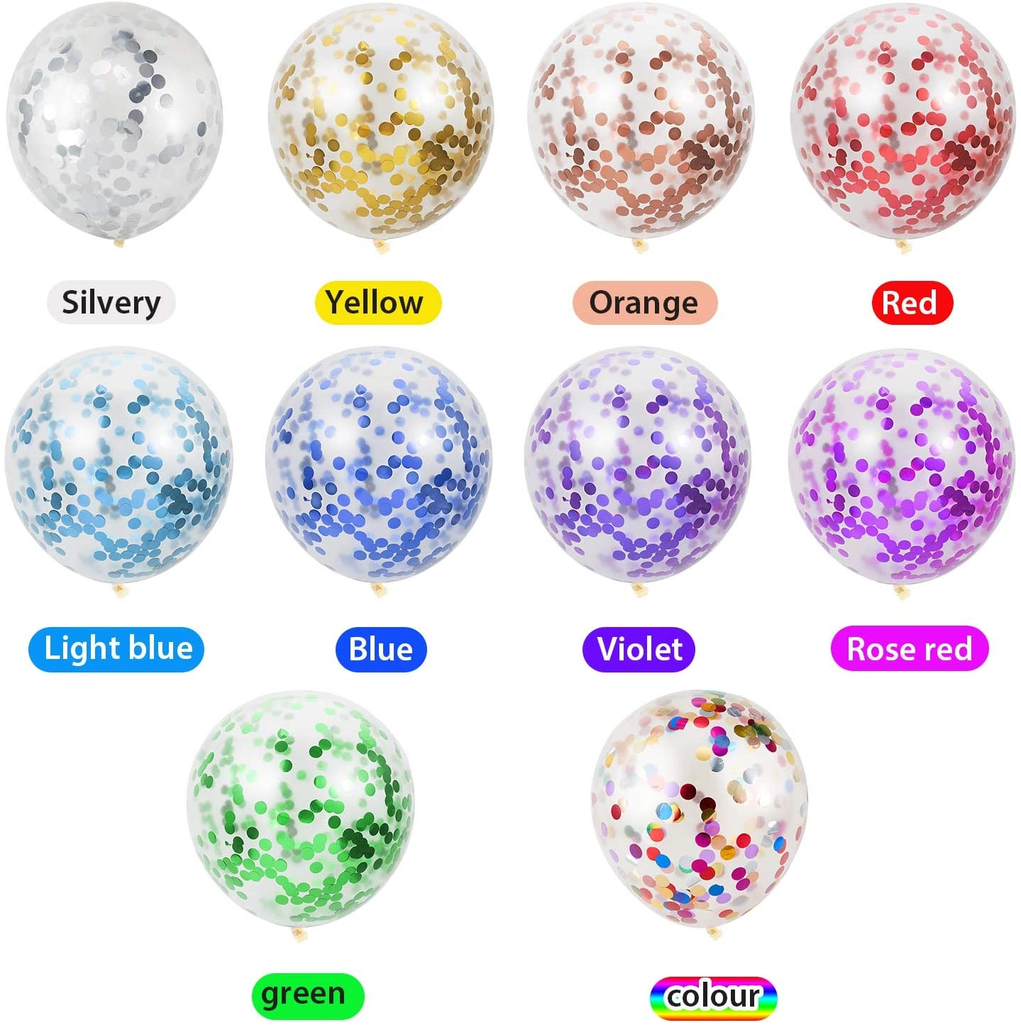 Latex and Confetti Balloons Set - 50-Pieces Birthday