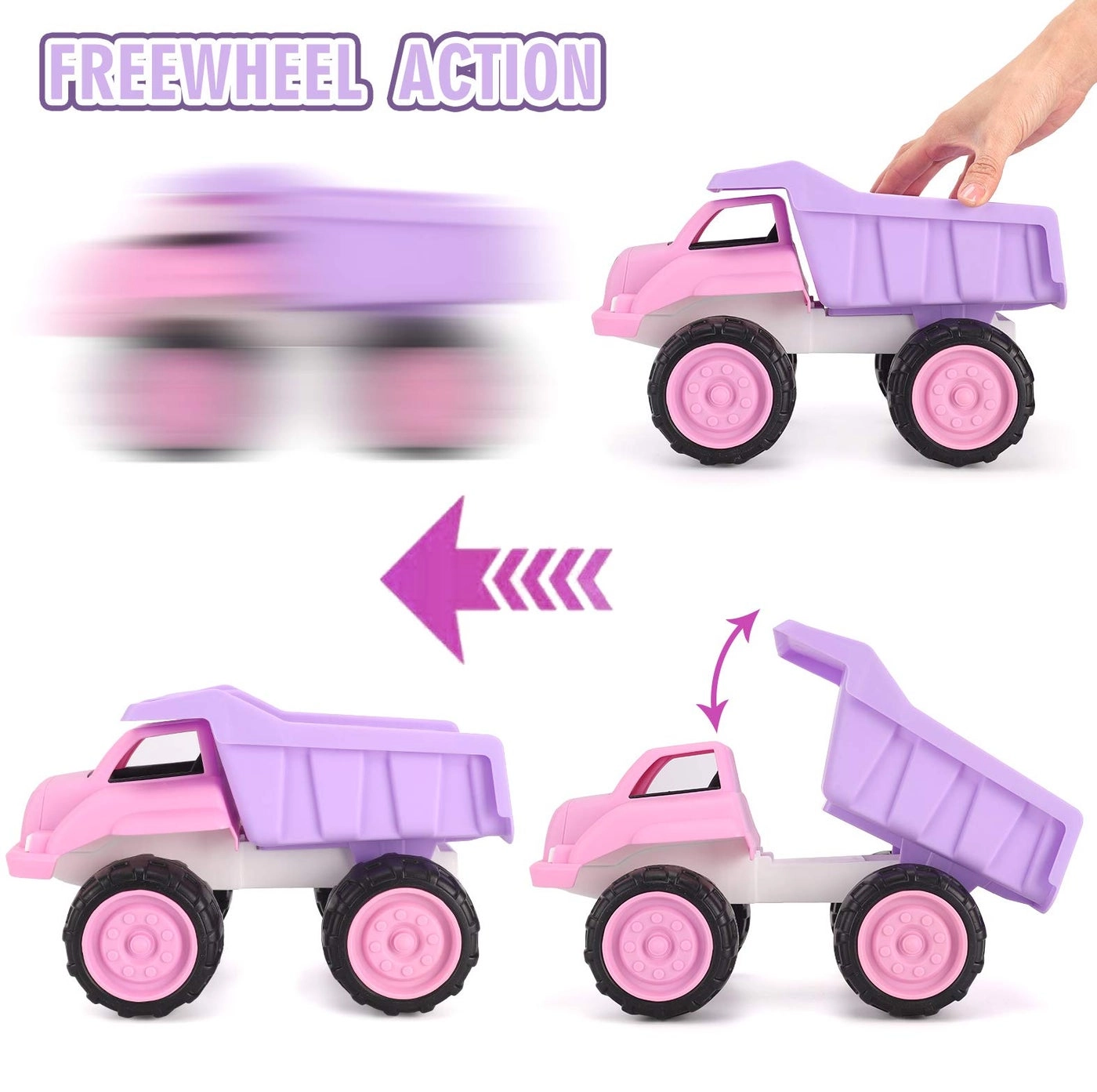 Dump Truck - Pink 11"(L) x 6"(W) x 7"(H)
