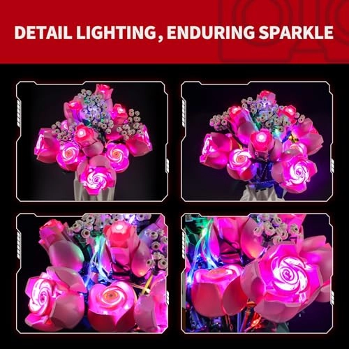 2.0 Light Kit for Lego-Bouquet of Pink Roses - Innovative Lighting Effects Compatible with Lego 10374