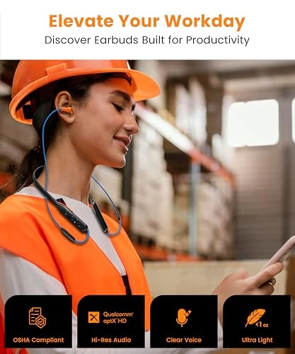 Noise Reduction Wireless Neckband Headphones - Bluetooth 5.3 In Ear