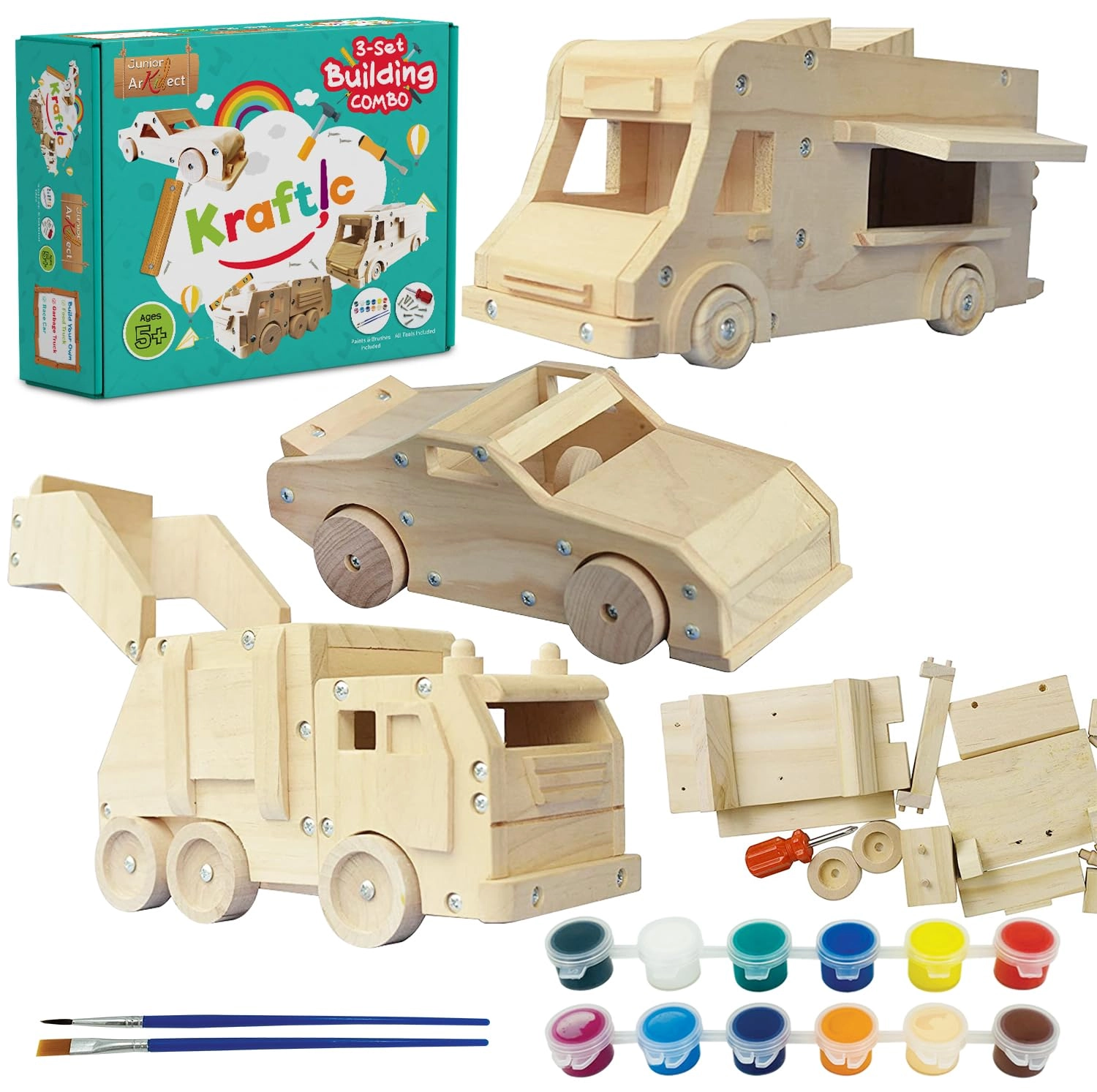 kraftic Woodworking Building Kit - New and Updated 2020 3 DIY Projects
