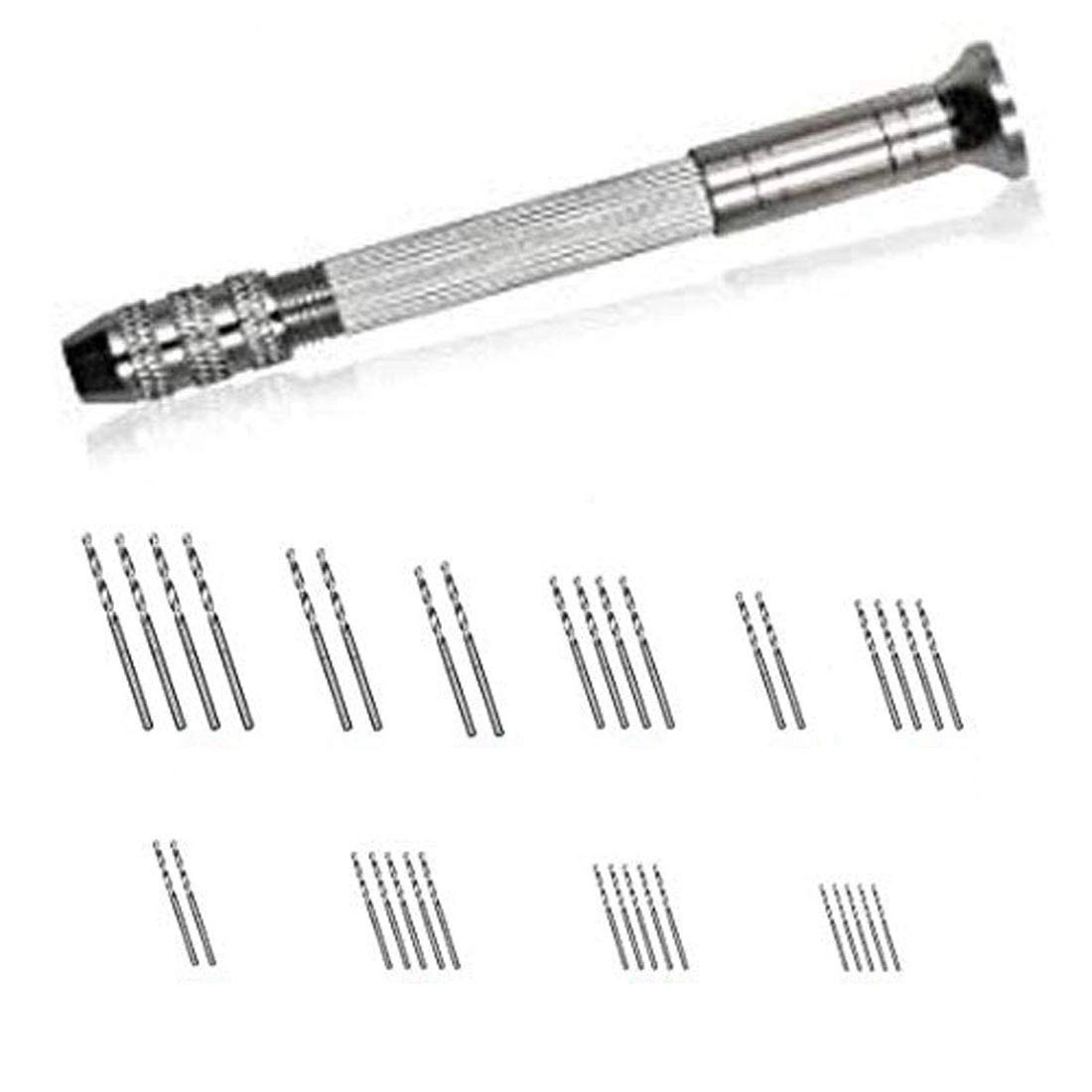 Hand Drill Bits - 2 Pcs + Precision Pin Vise + Double Ended Chucks - 2 Pcs
