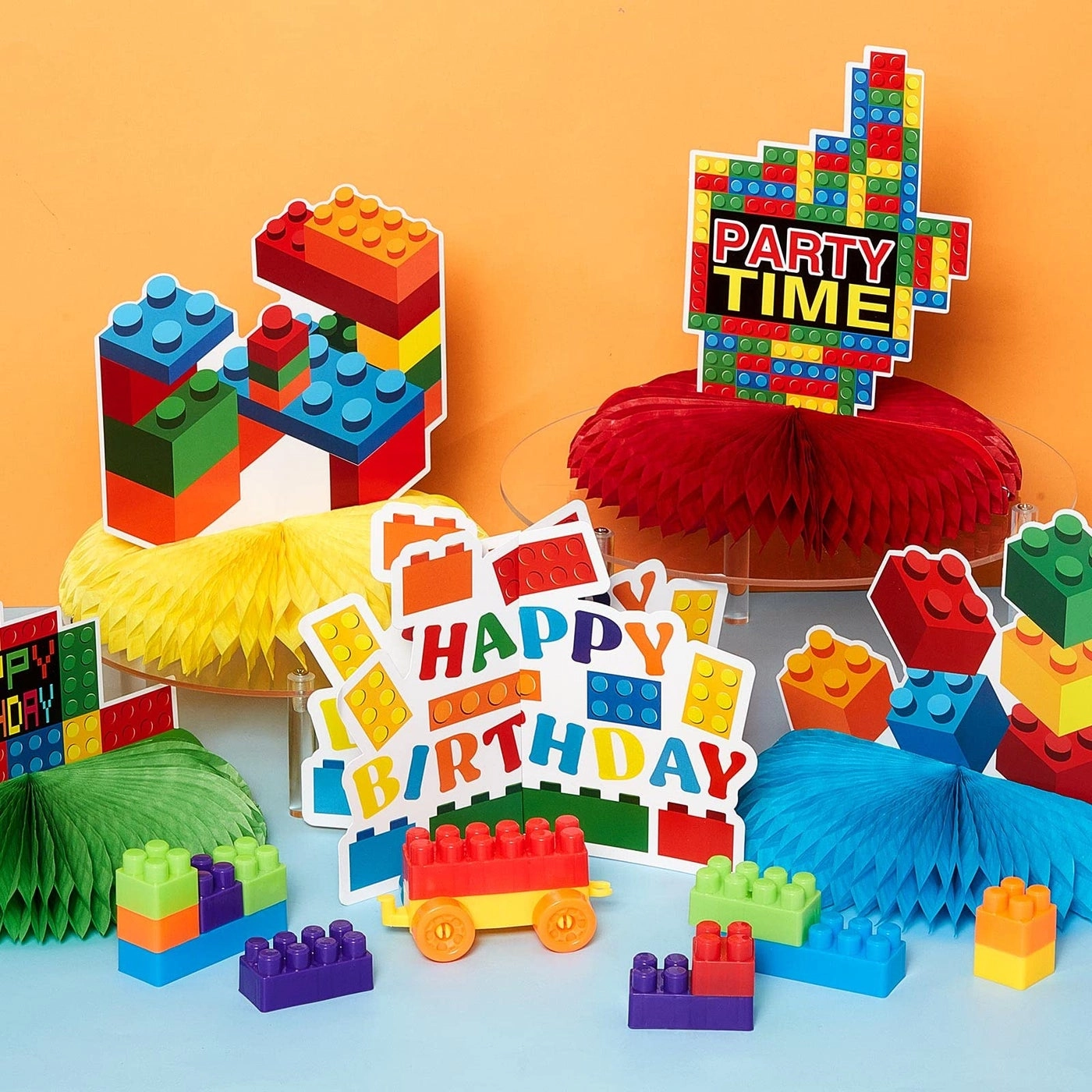 Building Block Table Centerpieces - 10 Pcs Birthday