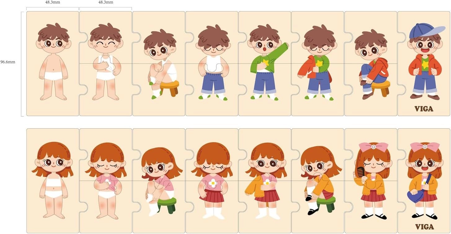 Getting Dressed Sequence Wooden Puzzle (SW-44649) - 28 pcs