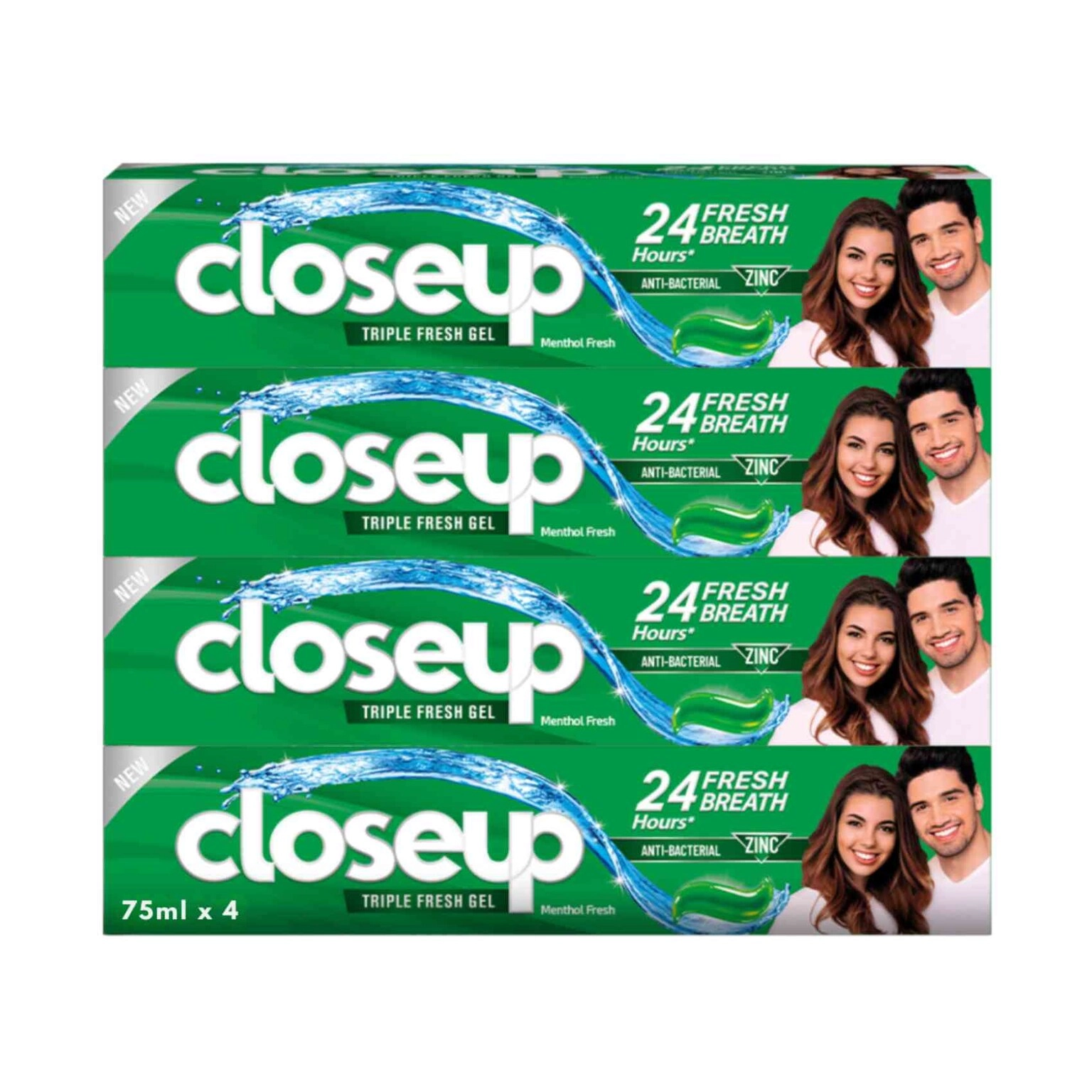 closeup Triple Fresh Gel Menthol Fresh Toothpaste 75ml x4