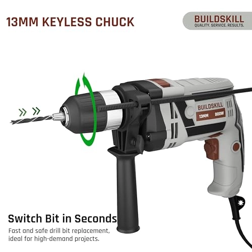 800W Corded Impact Drill Toolkit