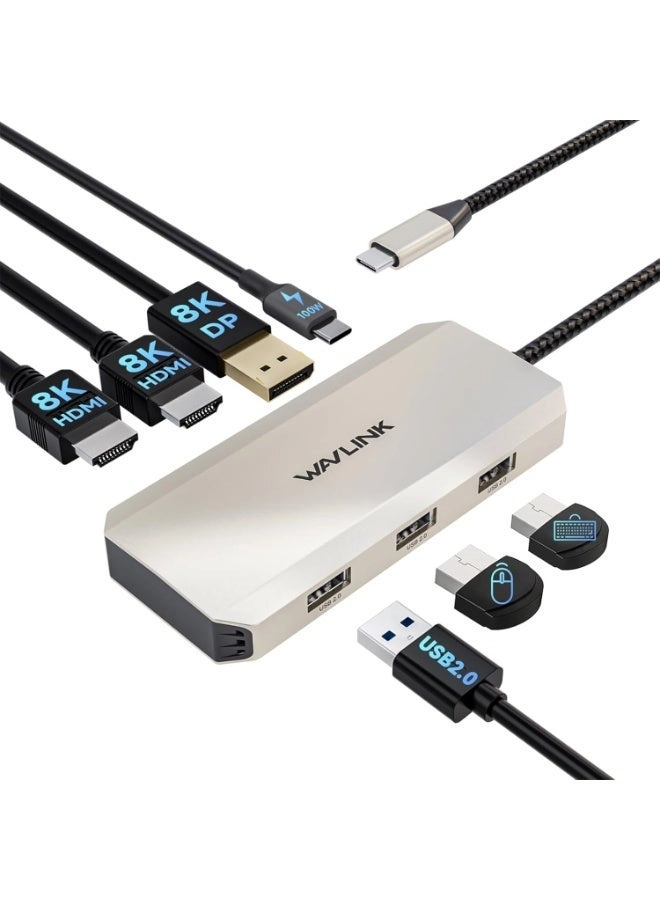 USB C Docking Station - USB C 3 HDMI 4K60Hz 100W