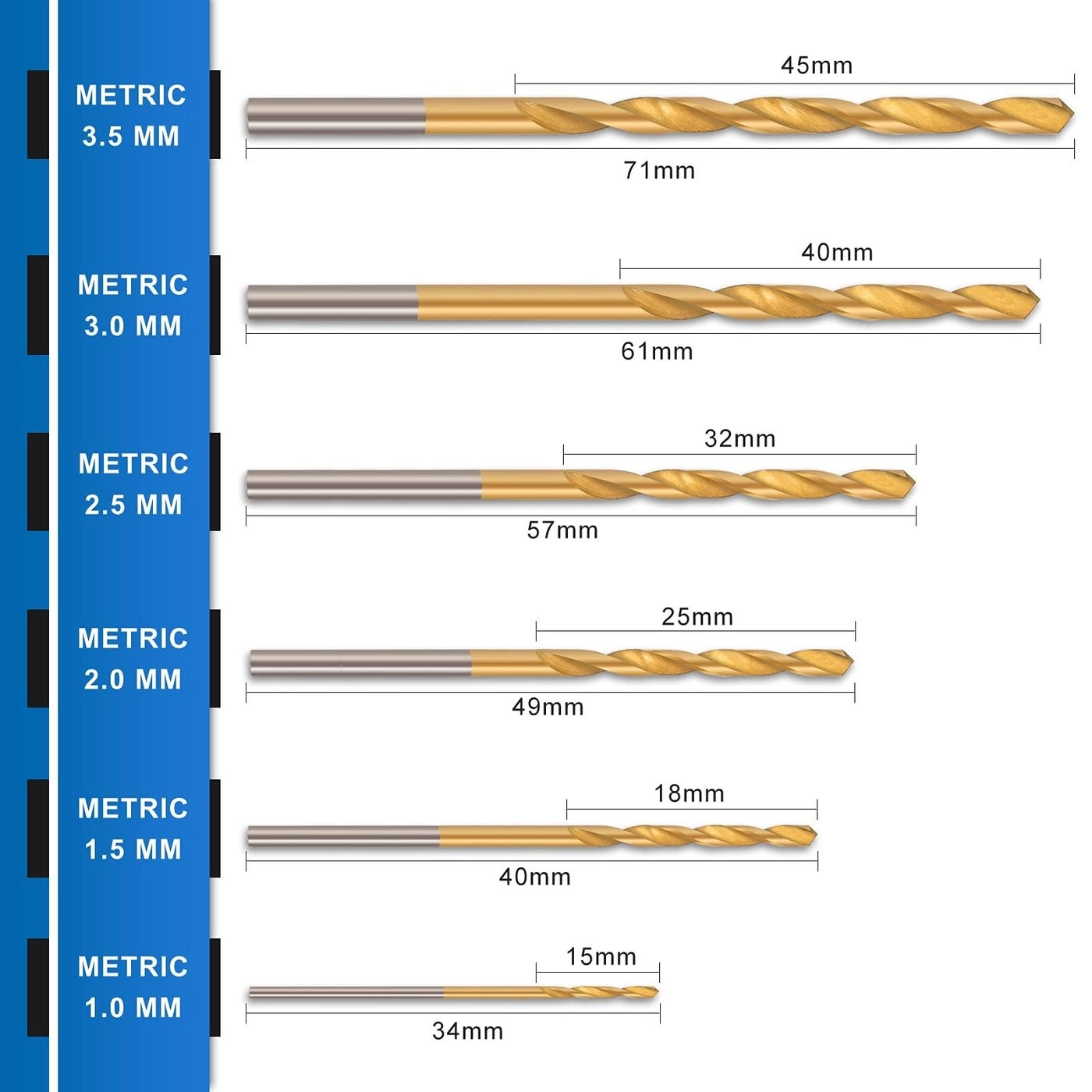 Drill Bit Set - Titanium 120 Pcs 1 mm to 3.5 mm