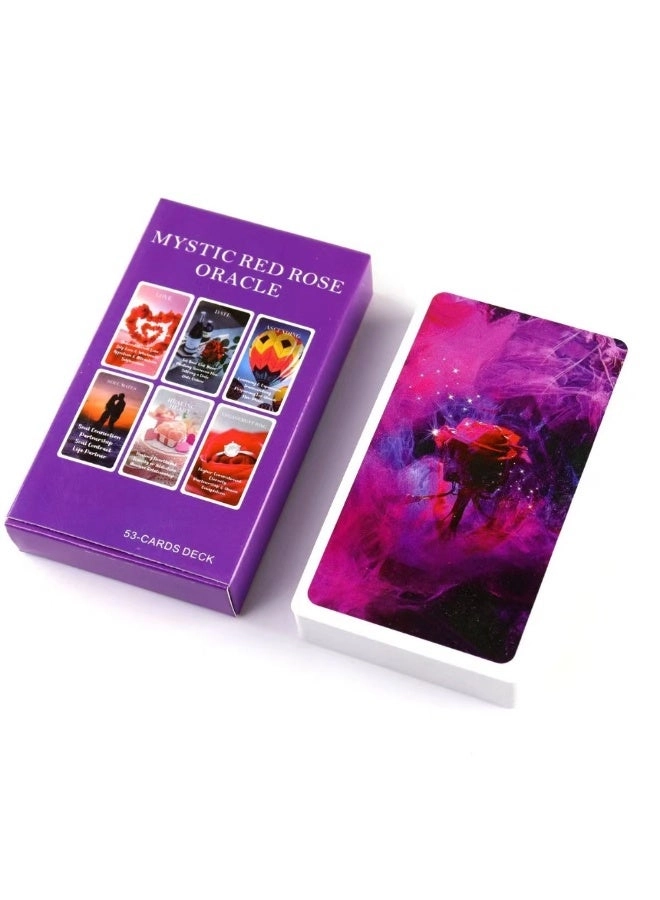 Mysterious Red Rose Divination Card Set - 53 Divination Cards English Version