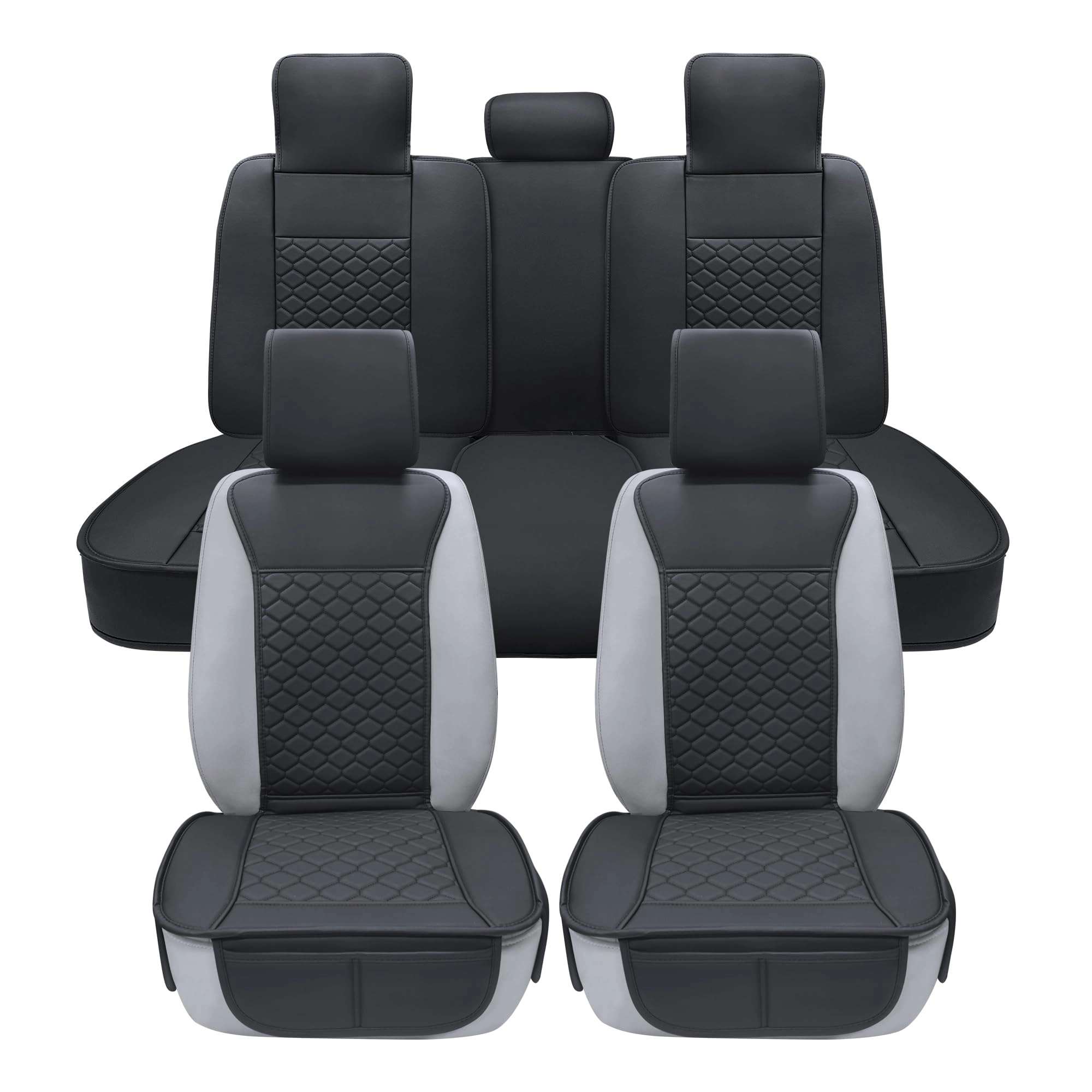 Elantrip Car Seat Cover - Full Set Faux Leather Black