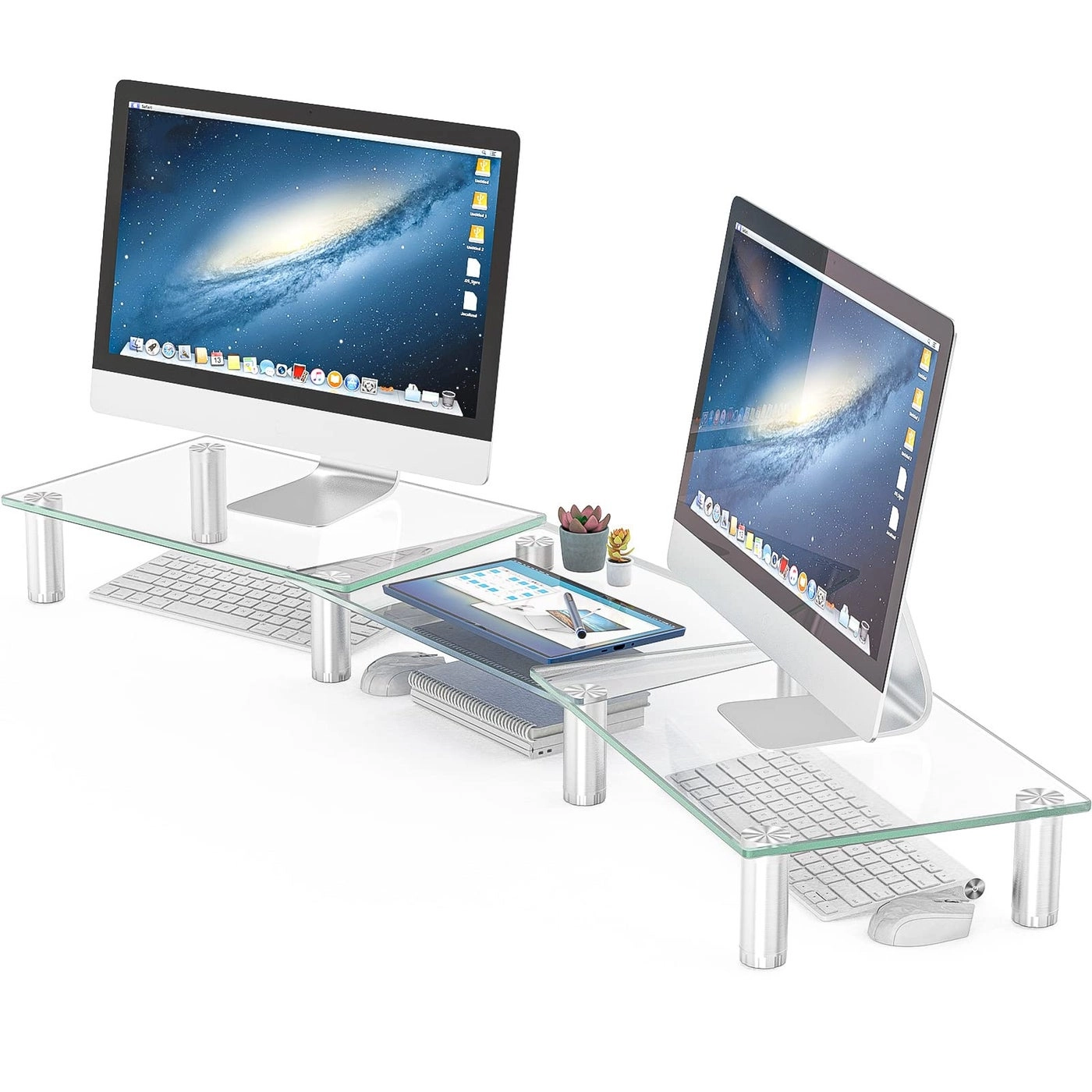 Dual Monitor Stand - two 13" to 34" 50x50mm 75x75mm 100x100mm