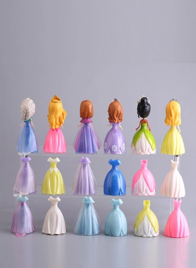 Princess Dolls and Dresses Set - 18 Pieces Multicolor Ages 1+